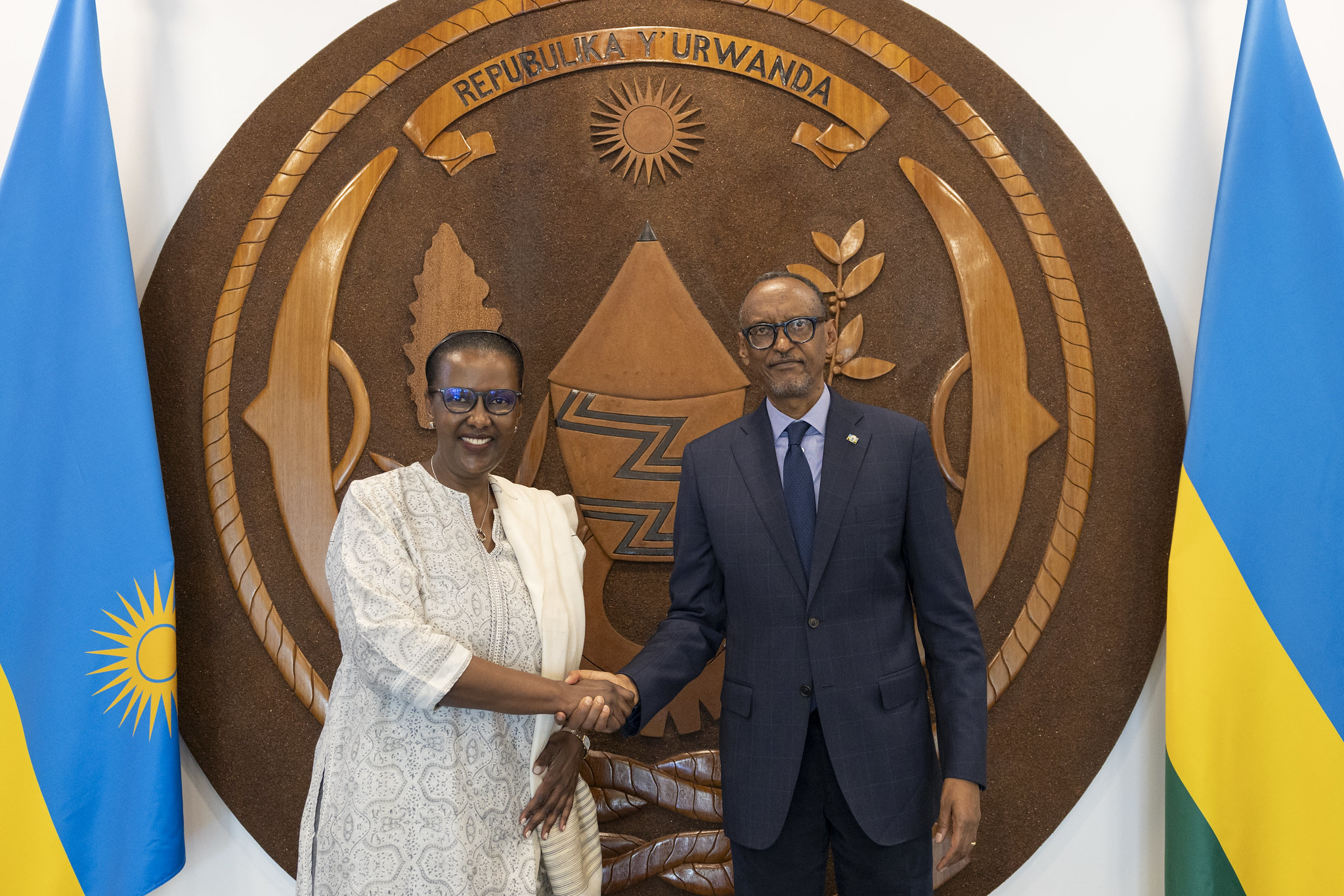 Ku wa 20 Gicurasi, Perezida Kagame yahuye na Ambasaderi Valentine Rugwabiza, intumwa yihariye y’Umunyamabanga Mukuru w’Umuryango w’Abibumbye muri Centrafrique