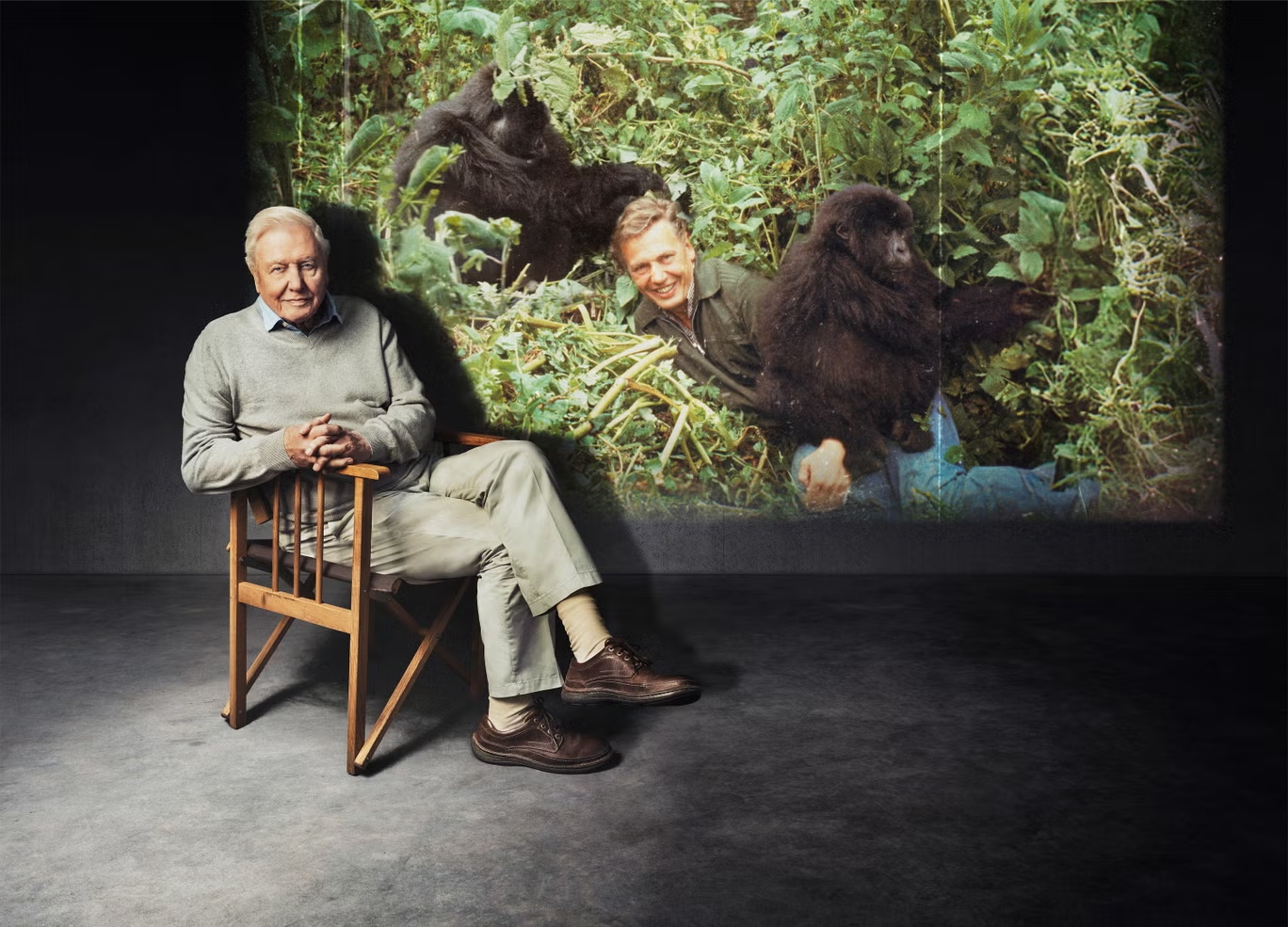Muri filime "Making Life of Earth: Attenborough’s Greatest Adventure" hagaragaramo amashusho y'ingagi yuriye Sir David