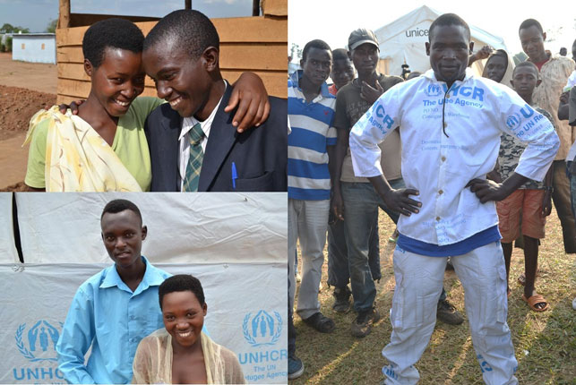 Celestin na Aline, Terence na Violette bahuriye mu nkambi barashyingiranwa, naho undi musore adoda imyenda muri shitingi (Ifoto/UNHCR)