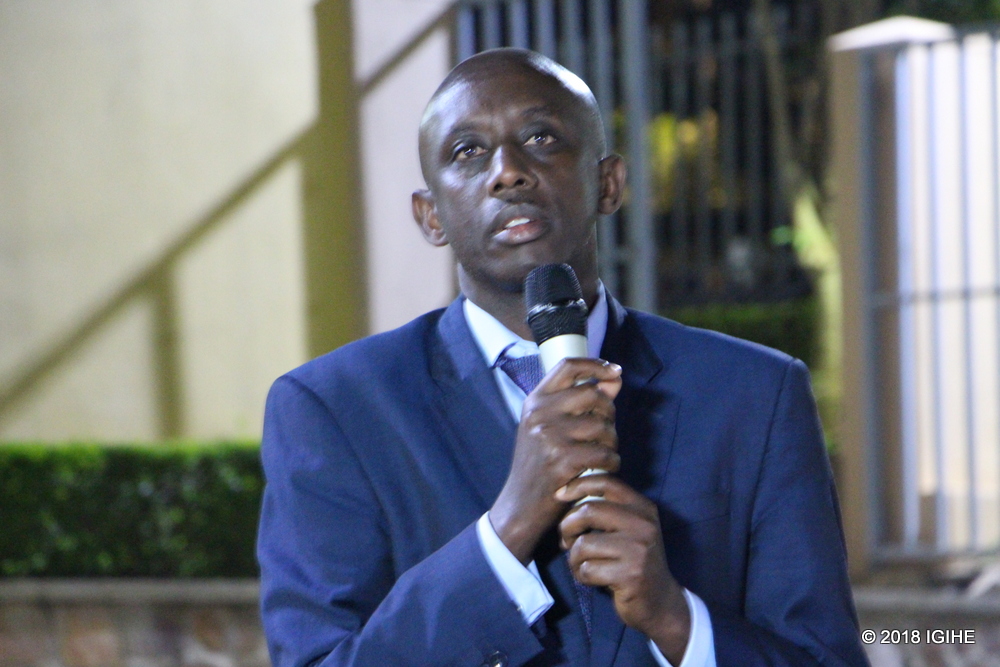 Minisitiri w’Ubutegetsi bw’Igihugu, Francis Kaboneka, ageza ubutumwa ku bari bitabiriye uyu muhango