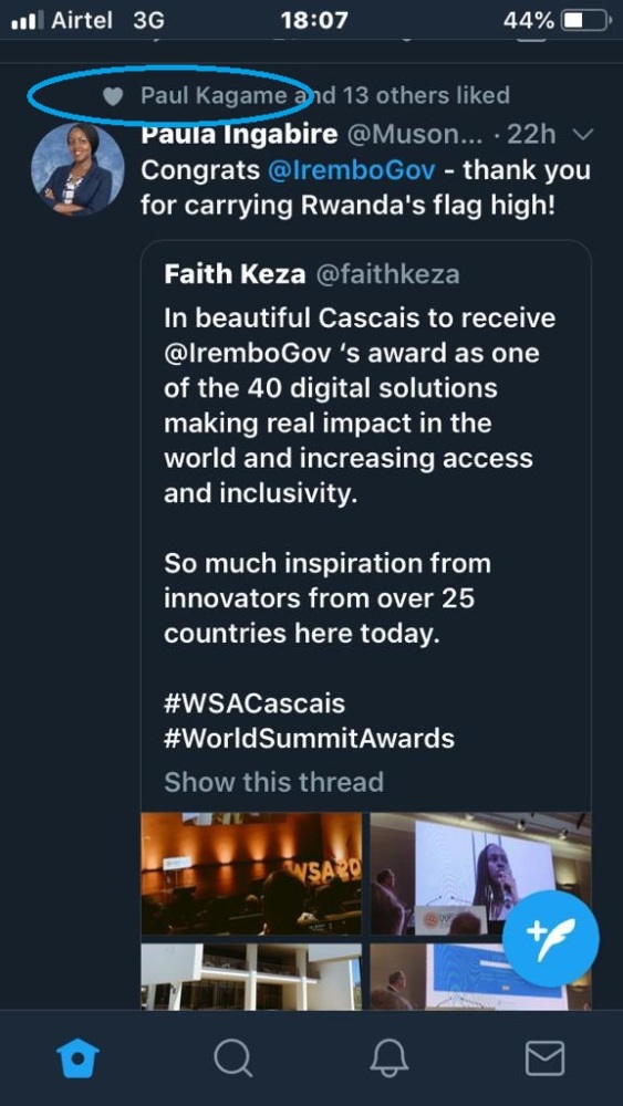 Perezida Kagame mu bishimiye igihembo cyahawe Irembo