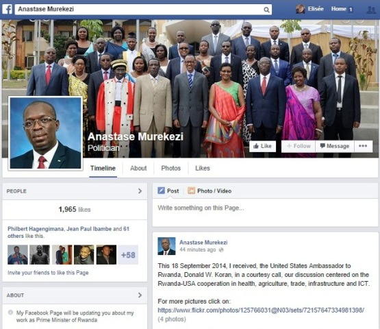 PM Murekezi asanzwe akoresha facebook