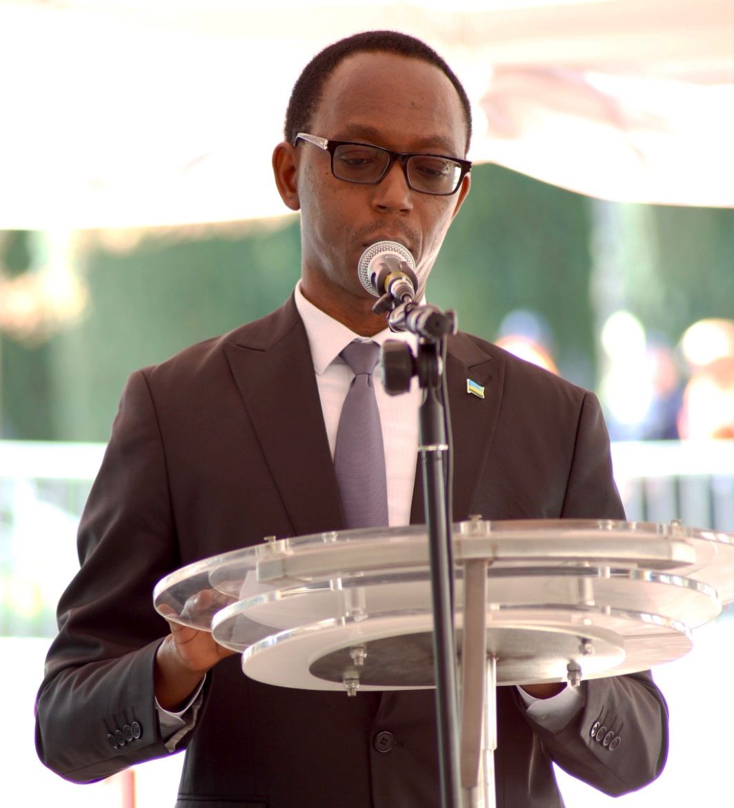 Chargé d’Affaires a.i. wa Ambasade y’u Rwanda mu Bubiligi André Bucyana, ubwo yavugaga ijambo ry’umunsi