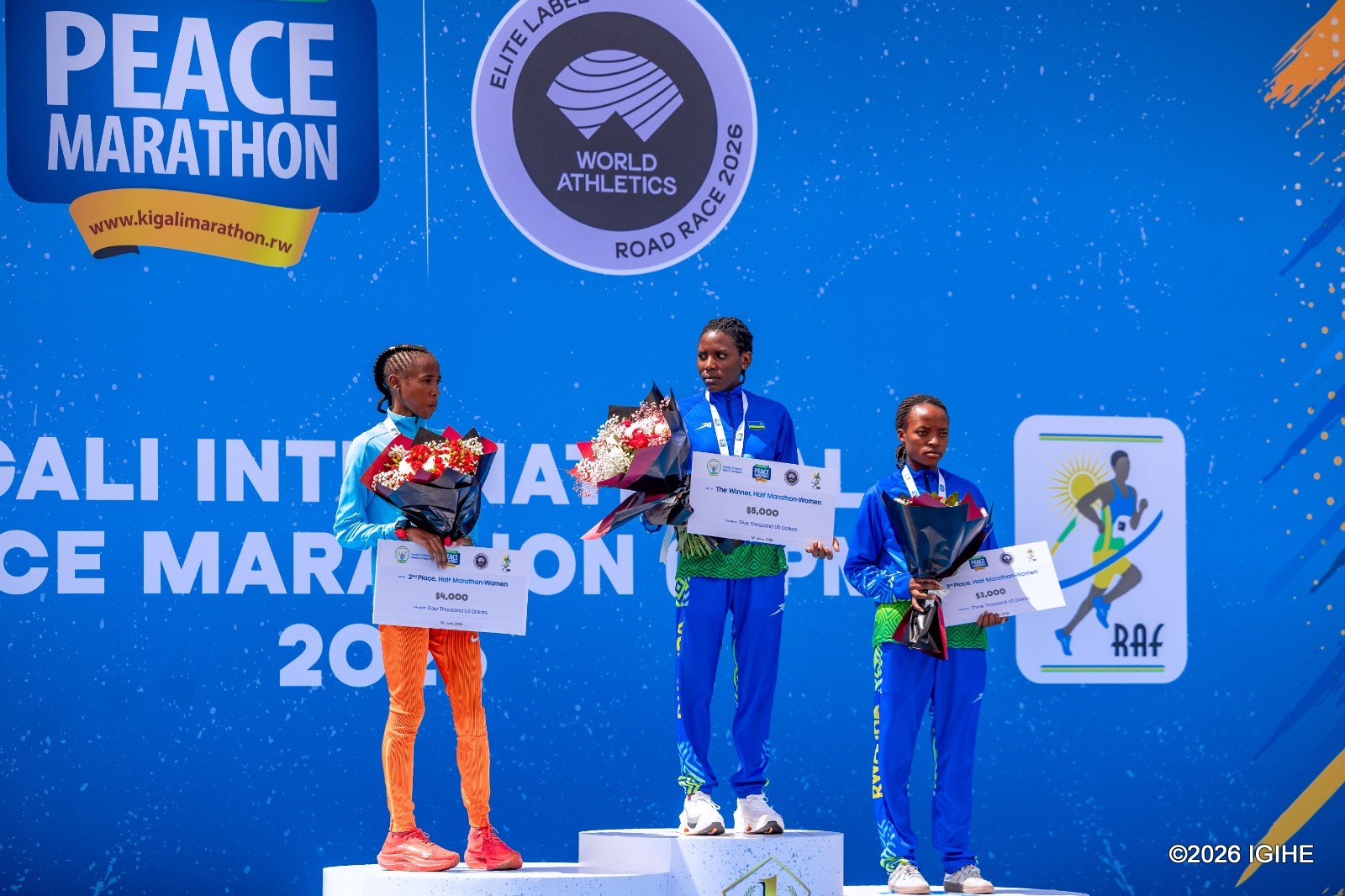 Abanyarwandakazi bihariye imidali ya Half-Marathon muri ‘Kigali International Peace Marathon 2026’