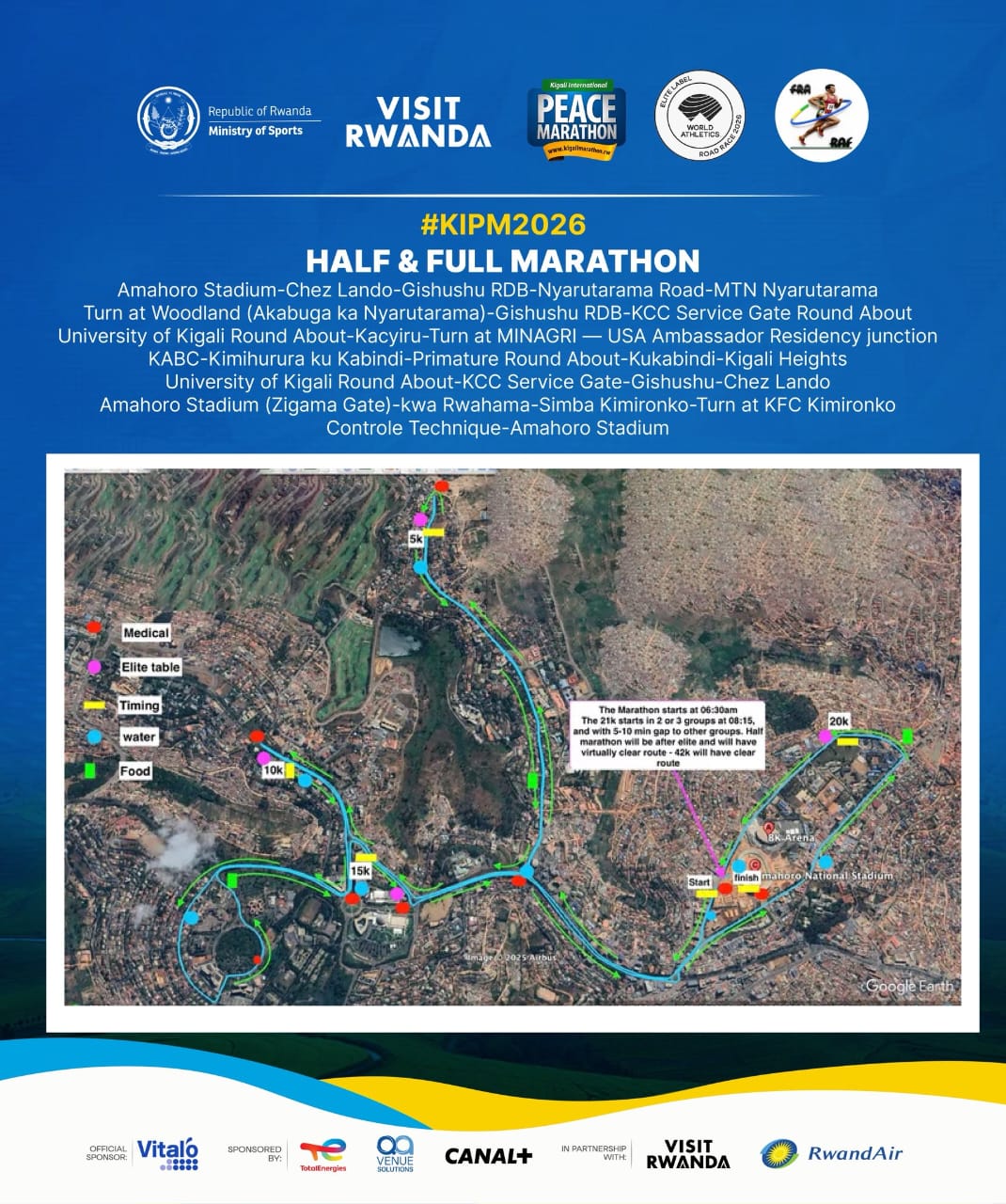 Inzira yakoreshejwe muri Kigali International Peace Marathon ya 2026