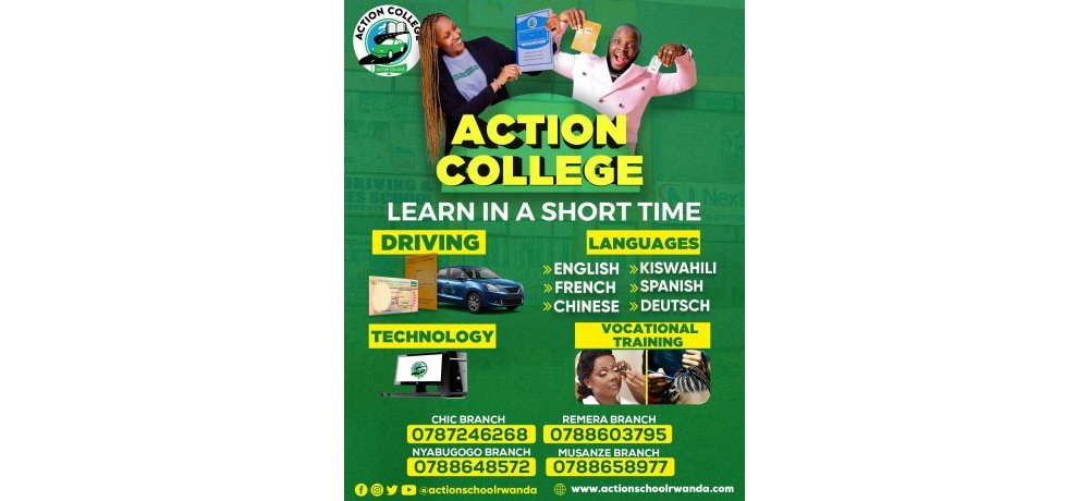 Muri Action College wahigira gusuka ibisuko by’amoko yose, gukora make up, gutunganya inzara, kogosha, ndetse ko gutunganya umusatsi wa Naturelle